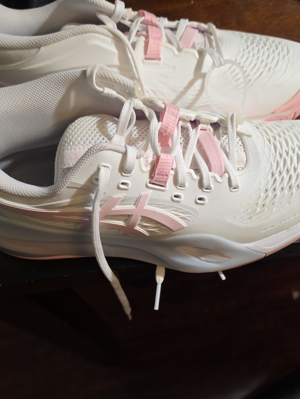 ASICS White Athletic Shoes with Pink Accents